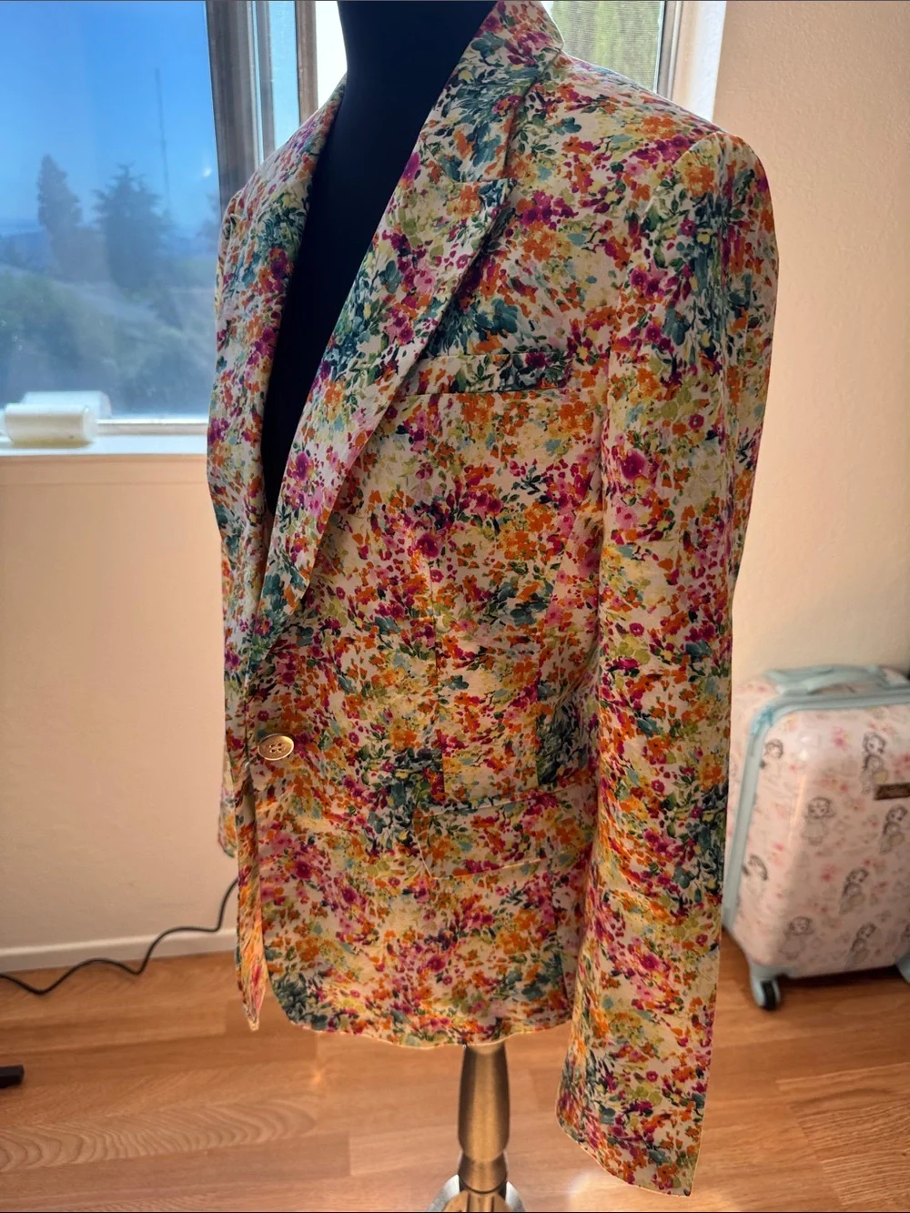Zara Multicolor Floral Blazer in Pink, Green & Yellow - Picture 2 of 12